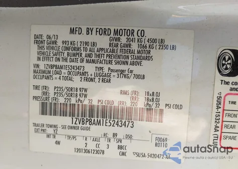 2014 Ford Mustang V6 Premium z USA, uszkodzony, nr VIN 1ZVBP8AM1E5243473